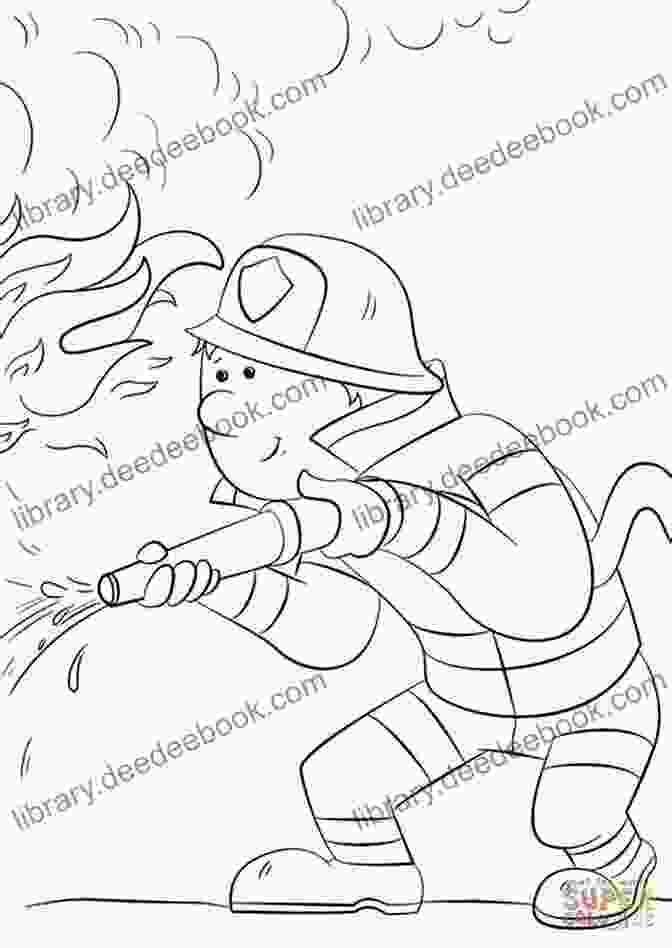 A Child Coloring A Firefighter's Coloring Page, Wearing A Firefighter's Helmet And Holding A Hose. What Do You Want To Be When You Grow Up? (Coloring What Do You Want To Be When You Grow Up? 1)