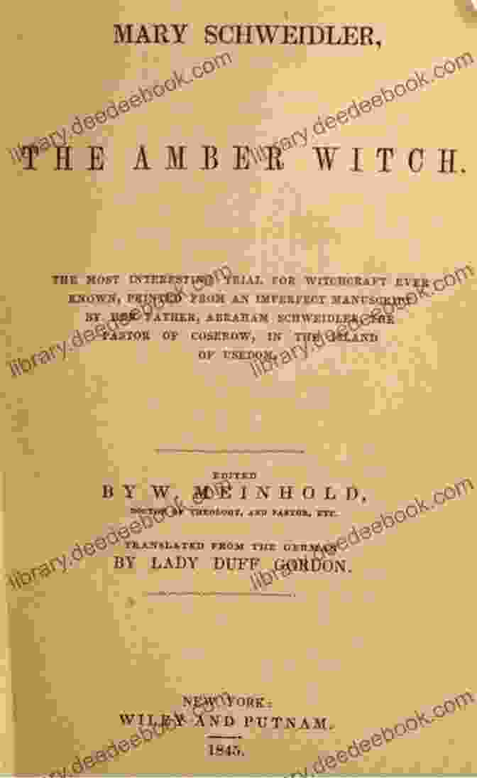 Engraving Of Mary Schweidler, The Amber Witch Mary Schweidler The Amber Witch