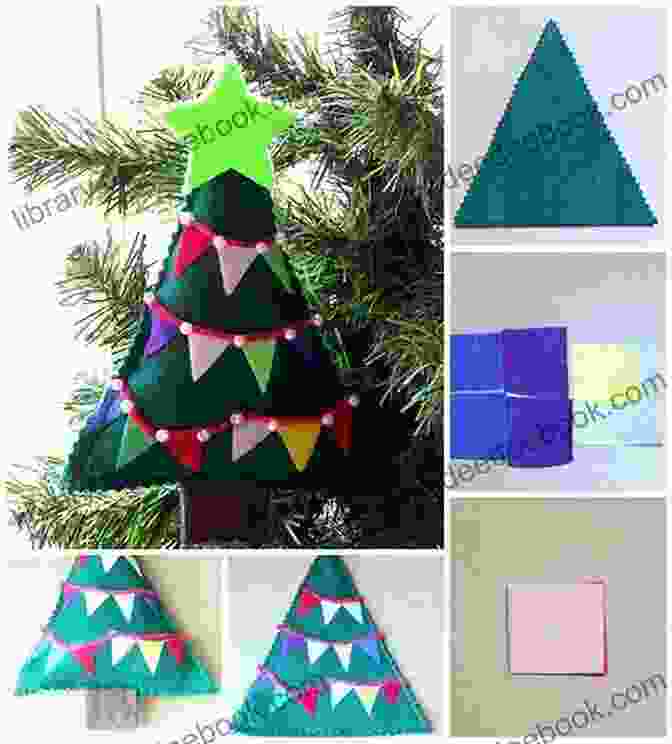 Felt Christmas Tree Bunting With Green, Red, And White Triangles American Homestead Christmas: 21 Felt Fabric Projects For Homemade Holidays