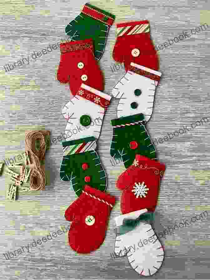 Felt Mittens Garland With Red, Green, And Blue Mittens American Homestead Christmas: 21 Felt Fabric Projects For Homemade Holidays