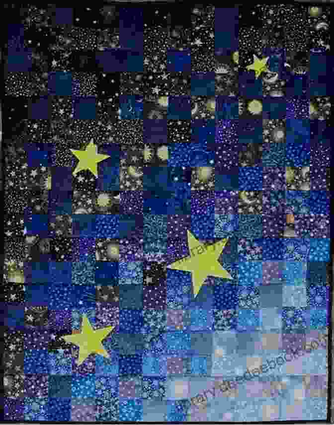 Quilt Pattern Depicting A Magical Night Sky Filled With Sparkling Stars And Celestial Bodies. Modern Patchwork: 12 Fresh Quilting Patterns To Inspire Your Creativity